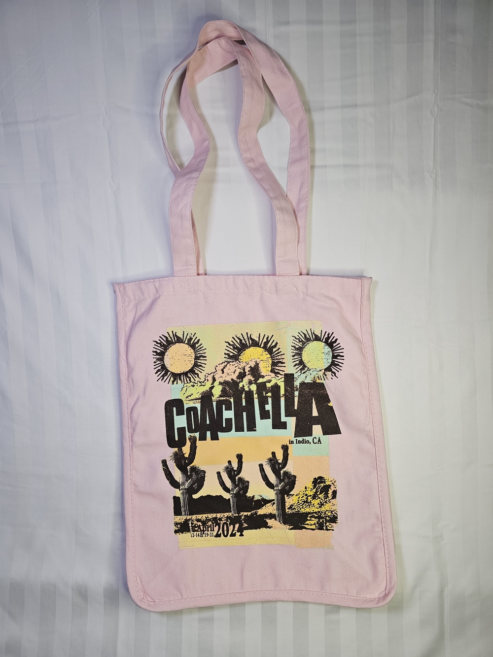 Coachella  Pink Graphic Canvas Tote